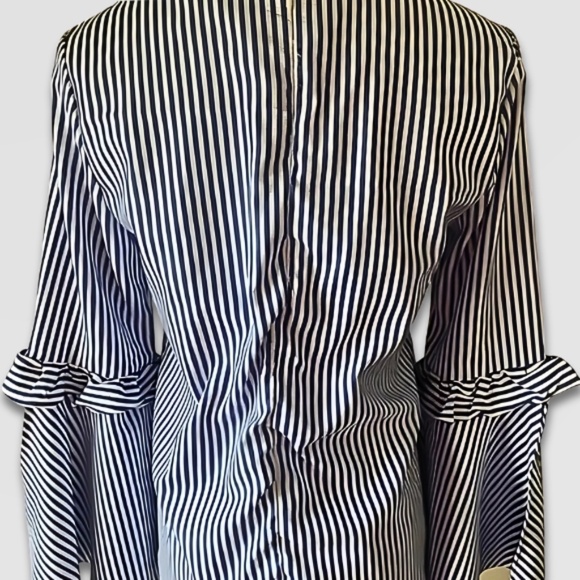 Free People Blouse Split Bell Sleeves Lightweight Striped Blue/White Women’s S - Picture 2 of 4
